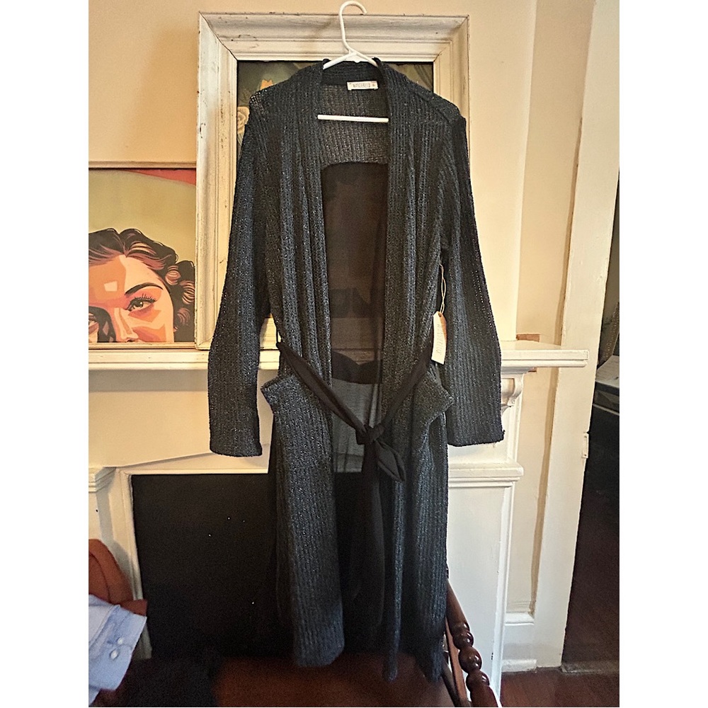 NWT Mixed Media Navy Cardigan